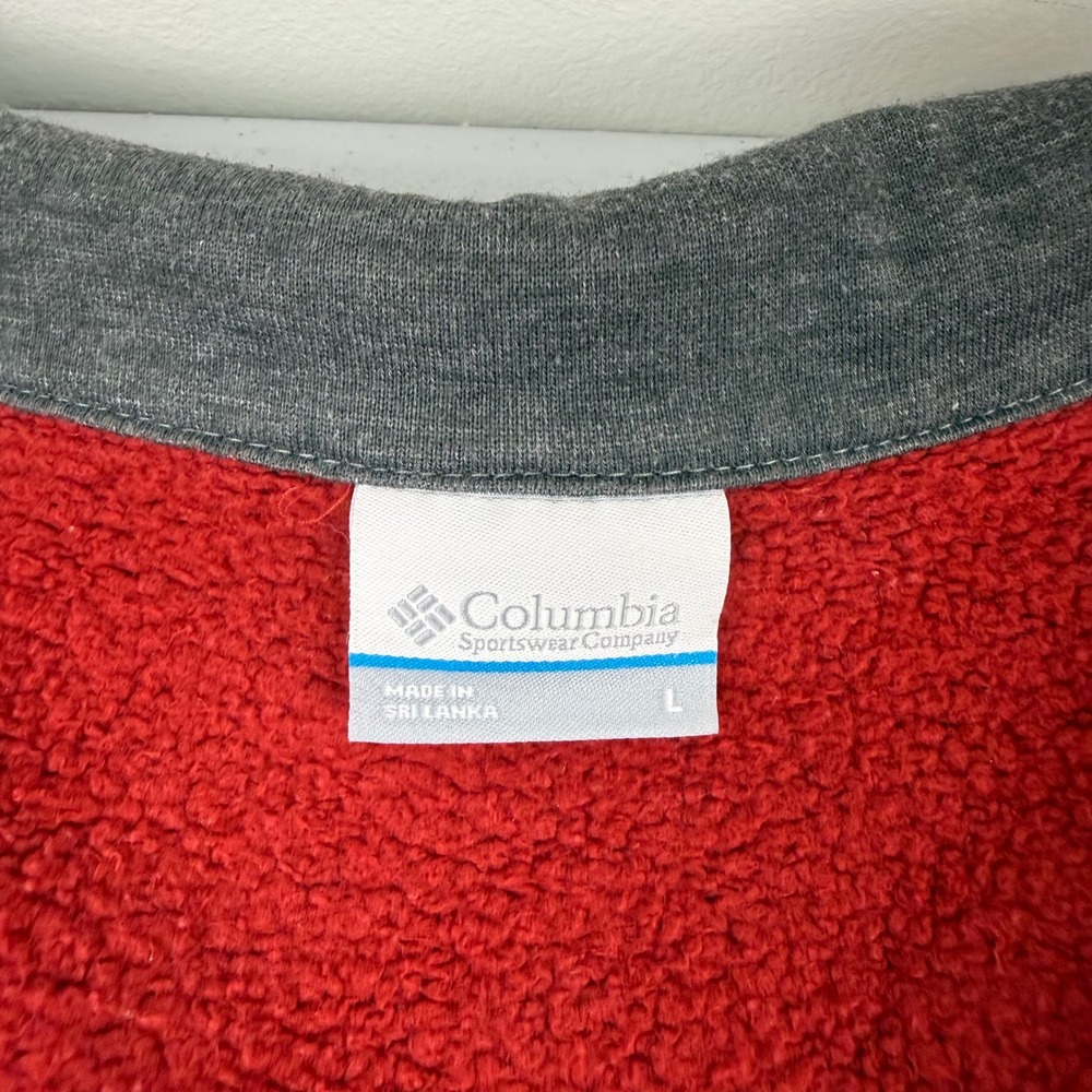 Columbia Mens Red Heathered Sweater Fleece Quarter Zip Pullover Jacket Large - Picture 2 of 9